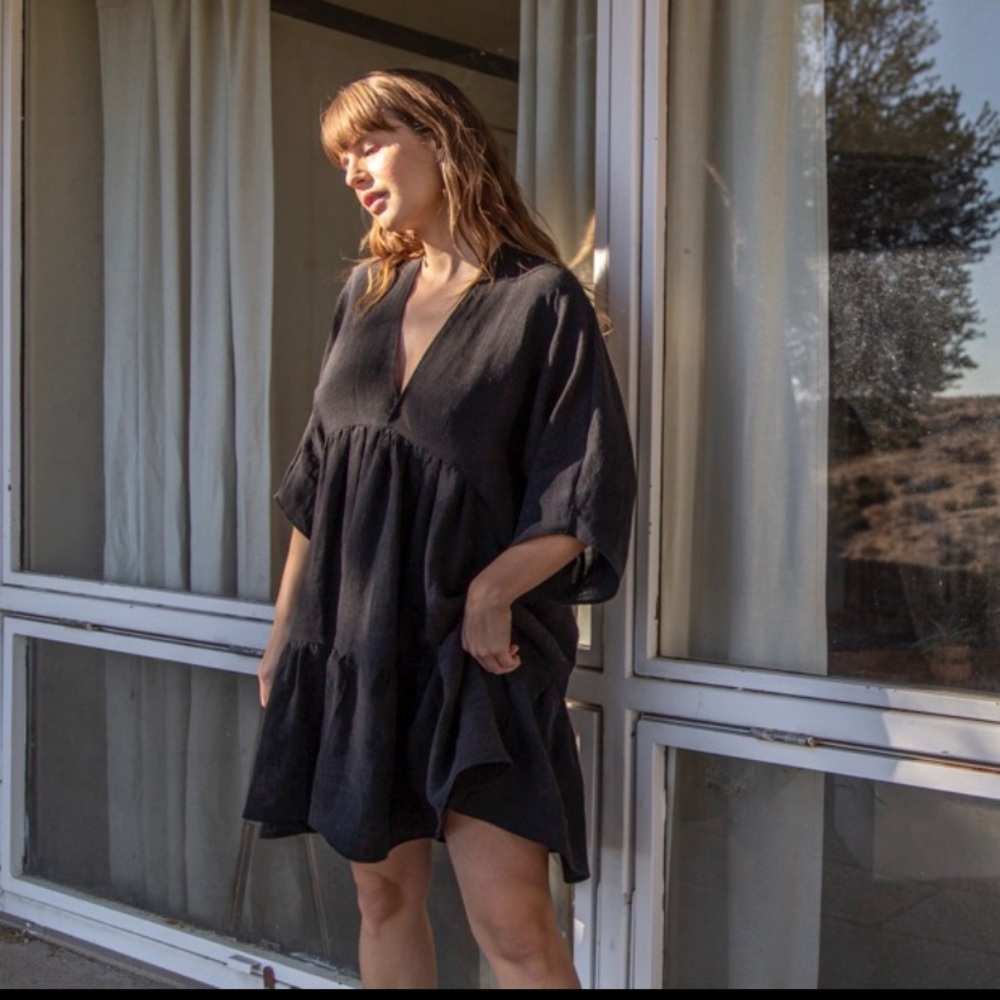 Hack With Design Linen Tiered Dress
